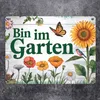Bin im Garten Metallschild in 15x20 cm mit Schmetterling Produktbild-Vorschau 2