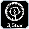 A black square with a white gauge and the text '3,5 bar' below it. Produktbild-Vorschau