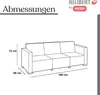 A line drawing of a three-seater sofa with dimensions indicated. Produktbild-Vorschau