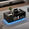 A modern black coffee table with LED lighting in a living room setting. Produktbild-Vorschau