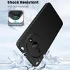 A black phone case is shown falling onto ice, highlighting its shock-resistant features. Produktbild-Vorschau