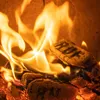 A close-up view of burning briquettes in a fireplace. Produktbild-Vorschau