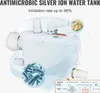 A close-up marketing image of an antimicrobial silver ion water tank, highlighting its features with text overlays and illustrative graphics. Náhled obrázku produktu