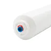 Close-up of the end of a white cylindrical water filter with a blue and red connector. Produktbild-Vorschau