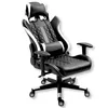 A black and white gaming chair is shown against a white background. Podgląd zdjęcia produktu