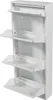 A white metal shoe cabinet with four flip-down shelves. Náhľad obrázku produktu