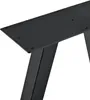 A close-up, angled view of a black metal table leg and mounting plate. Voir les images du produit
