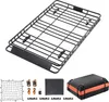 A collection of car roof rack accessories, including a roof rack, cargo net, straps, a lock, a cover, and a cargo bag. Anteprima dell’immagine prodotto