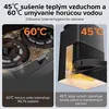 A split image showing a cleaning appliance with text overlays describing its features. Náhľad obrázku produktu