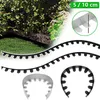 A collage showing garden edging in use and as separate pieces, with a close-up of how it is installed. Produktbild-Vorschau