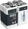 A group of four 9V batteries are shown in a studio shot against a white background. Produktbild-Vorschau