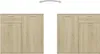 Two identical sideboards are shown side-by-side against a white background, with an arrow graphic above indicating a possible connection or arrangement. Anteprima dell’immagine prodotto