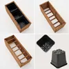 A collage of four images showing a wooden planter box with black plastic inserts, and close-ups of the inserts. Anteprima dell’immagine prodotto
