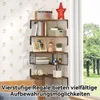 A corner shelf unit with items displayed. Produktbild-Vorschau