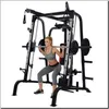 A woman is performing a squat exercise using a Smith machine. Produktbild-Vorschau