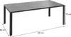 A rectangular outdoor dining table with dimensions indicated by measurement lines and text. Produktbild-Vorschau