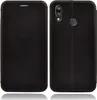 A black flip case for a smartphone is shown from the front and back. Produktbild-Vorschau