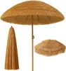 A Hawaiian-style umbrella, shown open, closed, and as a separate canopy, against a white background. Voir les images du produit