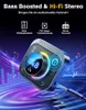 A close-up of a Bluetooth car adapter with colorful lighting effects and musical notes in the background. Produktbild-Vorschau