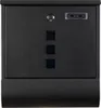A black mailbox with a newspaper compartment and three square windows. Produktbild-Vorschau
