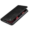 A black flip case for a smartphone is shown from a diagonal angle, with the front cover partially open. Produktbild-Vorschau