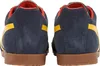 The back view of two blue GOLA Harrier sneakers with yellow stripes and red lining, set against a white background. Produktbild-Vorschau