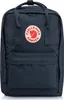 A front view of a dark blue backpack with the Fjallraven Kanken logo on the front. Produktbild-Vorschau