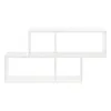 A white modular shelving unit with four open compartments, arranged in an offset, stepped configuration. Produktbild-Vorschau