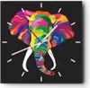 Wanduhr - Quadrat - Glasuhr - Elefant spaß bunt tier - Produktbild-Vorschau 1