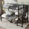A bunk bed with a staircase in a bedroom setting. Produktbild-Vorschau