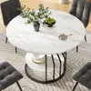 A round dining table with chairs around it, set in a dining room. Produktbild-Vorschau
