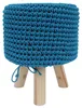 Pouf azzurro chiaro in legno con rivestimento in tessuto Anteprima dell’immagine prodotto 4