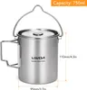 Lixada Camping Pot Stainless Steel Titanium Cup Mug 750ml Náhled obrázku produktu 3