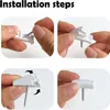 A collage of four images showing the installation steps for a blind component. Produktbild-Vorschau