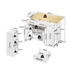 A diagram showing the dimensions and weight capacities of a kitchen island. Voir les images du produit