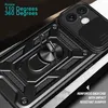 Close-up of a black iPhone case with a ring stand and camera cover. Produktbild-Vorschau