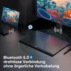 A graphic tablet is shown connected wirelessly to a laptop and a monitor, with text highlighting its Bluetooth 5.0 connectivity. Anteprima dell’immagine prodotto