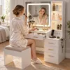 INONEFT Schminktisch-Set mit LED-Spiegel, Ladeanschluss und Produktbild-Vorschau 4