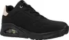A black Skechers sneaker with rose gold accents. Voir les images du produit