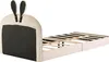 A bed frame with a rabbit-shaped headboard and a slatted base. Produktbild-Vorschau