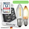A product shot of LED filament bulbs in a box, with marketing overlays and a test rating. Produktbild-Vorschau