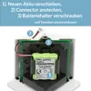 Close-up view of the internal components of a Toniebox, showing a battery replacement process with numbered steps. Produktbild-Vorschau