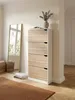 Schuhschrank Eiche Massivholz weiß 60x24x150 cm in stilvoller Eingangsbereich / Flur-Einrichtung mit Dekoration und Accessoires aus der Vogelperspektive_#sku_BARWL5.036# Produktbild-Vorschau