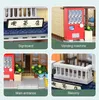 Collage of four close-up images showing different parts of a toy building block Japanese tea shop. Produktbild-Vorschau