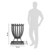 A fire pit next to a silhouette of a person, with dimensions indicated. Produktbild-Vorschau