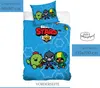 A flat lay of a Brawl Stars themed duvet cover and pillowcase set, displayed on a white background. Produktbild-Vorschau