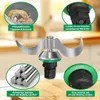 A close-up collage of a food processor blade and its components, with text overlays highlighting features. Produktbild-Vorschau