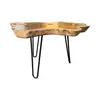 A wooden table with black hairpin legs, isolated on a white background. Anteprima dell’immagine prodotto