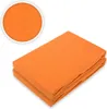 A folded orange fitted sheet is shown on a white background, with a close-up inset of the fabric texture. Produktbild-Vorschau
