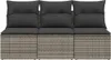 vidaXL Gartensofa mit Kissen 3-Sitzer Grau Poly Rattan Produktbild-Vorschau 3